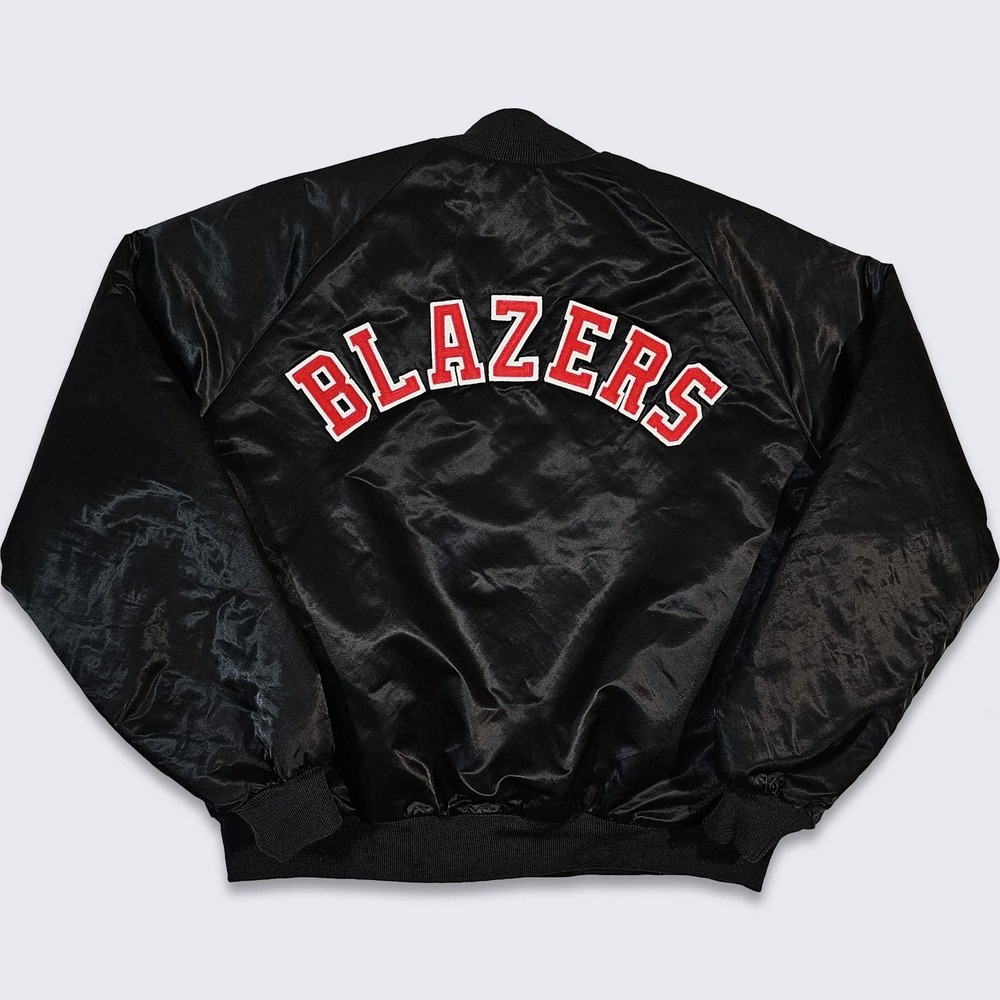 Portland Trail Blazers Vintage 80s Chalk Line Satin Bomber Jacket